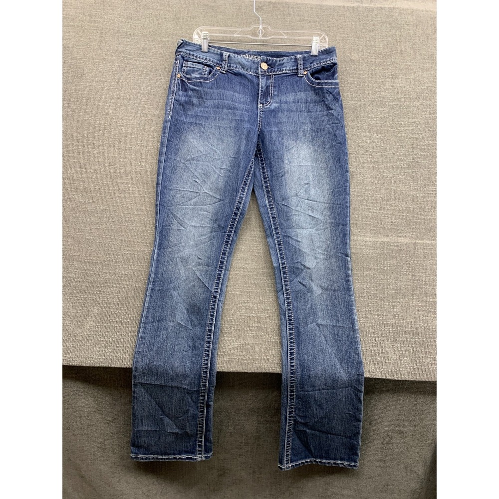 Maurices Bootcut Jeans Women 11/2 Long Denim Cotton Stretch Embroidered Straight
